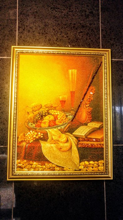 Amber 浮雕圖片-波羅的海琥珀 - 高度: 45 cm - 闊度: 35 cm- 762 g