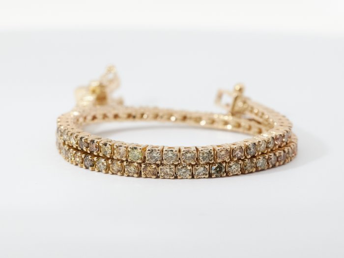 No Reserve Price - Tennis bracelet Yellow gold Diamond  (Natural) 