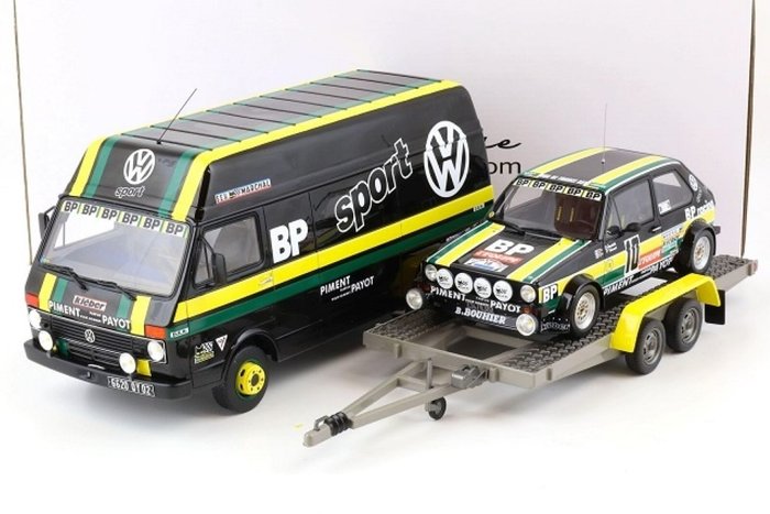 Otto Mobile 1:18 - 模型赛车 - Rallye Pack Volkswagen Set Golf I GTi Group 2 + LT35 Service Rally BP - 2000年第1749号