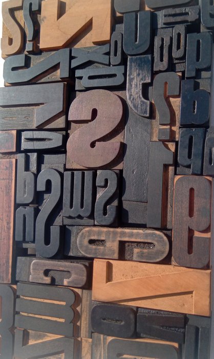 Drukblokken (40) - Kleine afbeelding van oude typografische letters - Italië 