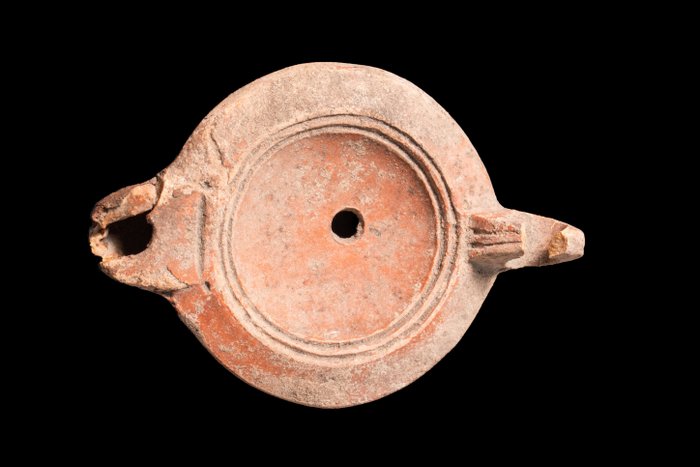 Romain antique Lampe à huile de poterie  (Sans Prix de Réserve)