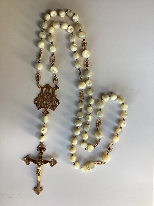 Rosary - Mother of pearl, gold plate - 1930-1940