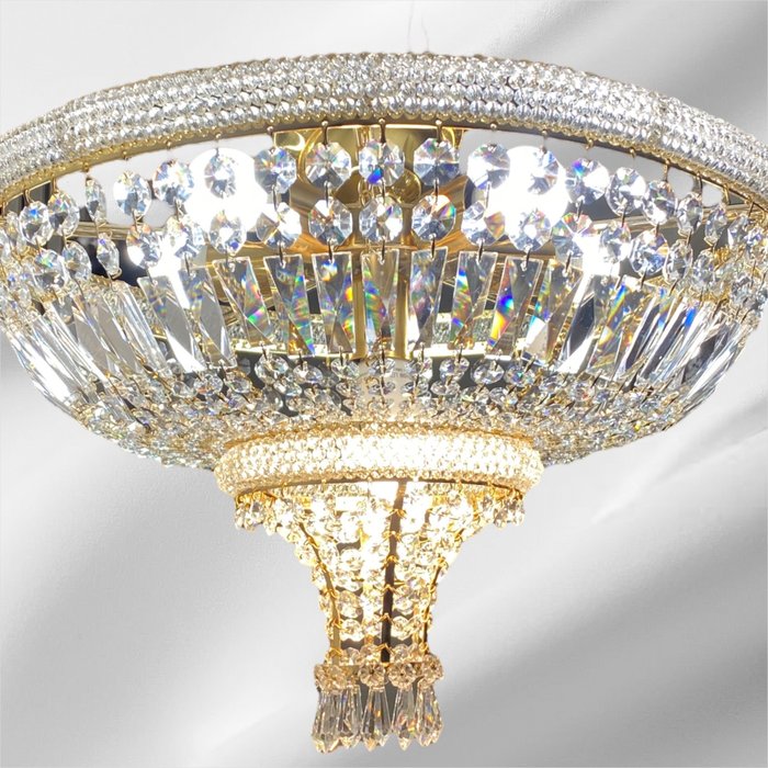 Lujosa Lámpara de Diseño - Lámpara de techo - Chapado en Oro - 06 Focos de Luces - Cristales Swarovski