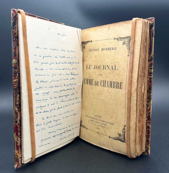 Octave Mirbeau - Le Journal d'une femme de chambre [E.O, Envoi signé avec Lettre autographe signé] - 1900
