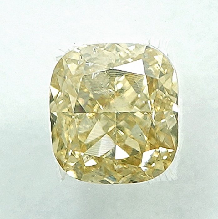 鑽石 - 0.36 ct - 枕形 - Natural Fancy Light Yellow - SI2