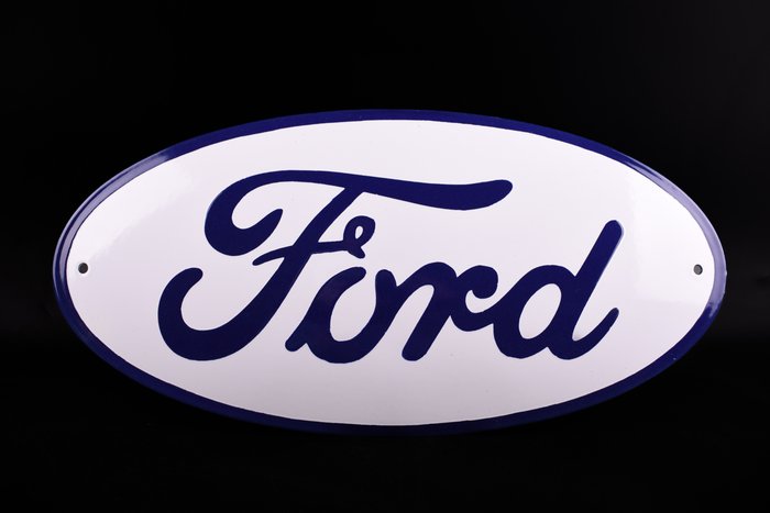 Sign - Ford - Ford white logo enamel, 460mm