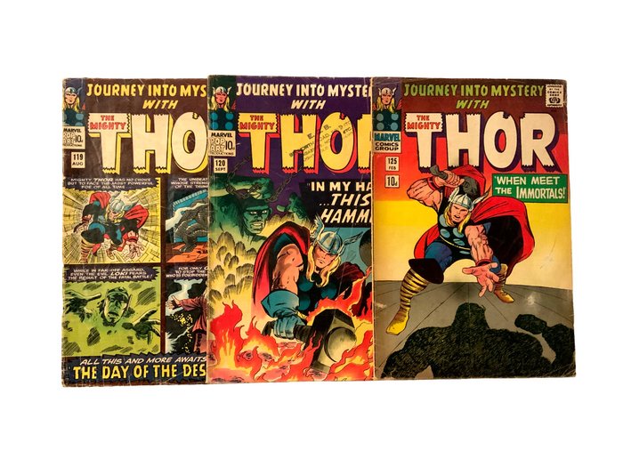 Thor (1962 Series) Journey Into Mystery # 119, 120 & 125 - 3 Comic - Pierwsze Wydanie - 1965/1966