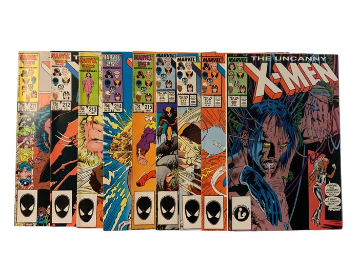 Uncanny X-Men (1963 Series) # 211, 212, 213, 214, 215, 216, 217, 218 & 220 - Mutant Massacre storyline! - 9 Comic collection - Primeira edição - 1986/1987