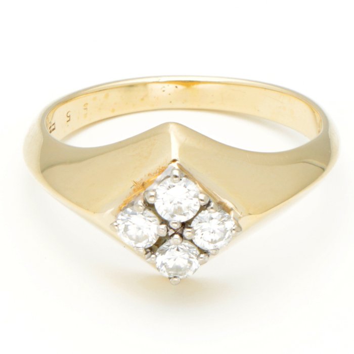 Utan reservationspris - Ring - 14 kt Gult guld -  0.20 tw. Diamant  (Natural) 
