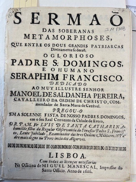 Luís de Santa Catarina - Sermão das Soberanas Metamorphoses que entre os dous grandes patriarcas - 1686