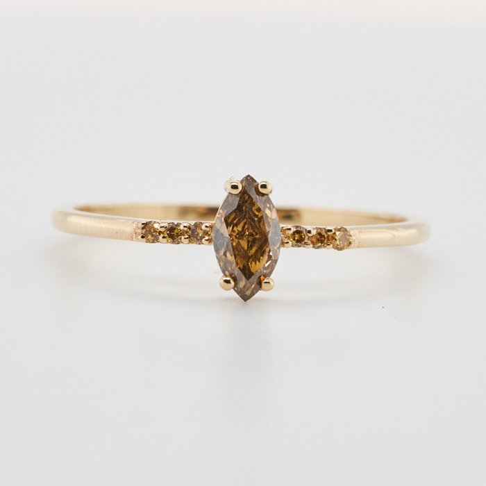 Utan reservationspris - Ring Gult guld Diamant  (Natural) 