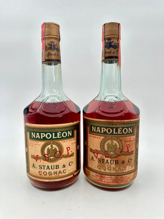 A. Staub - Napoléon VSOP Cognac  - b. 1960-talet, 1970-talet - 75 cl - 2 flaskor