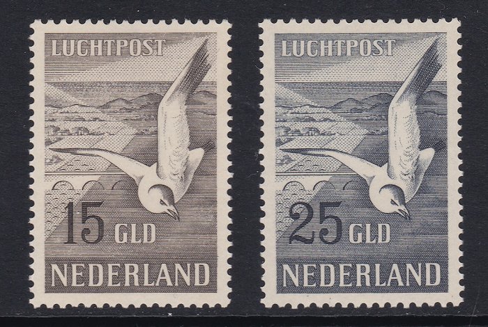 Paesi Bassi 1951 - Gabbiani NVPH posta aerea 12/13 con certificato fotografico - Zeemeeuwen NVPH Luchtpost 12/13