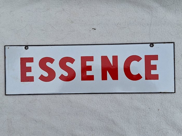 標誌 - 雙面加油站標誌：“Essence” - 金屬琺瑯