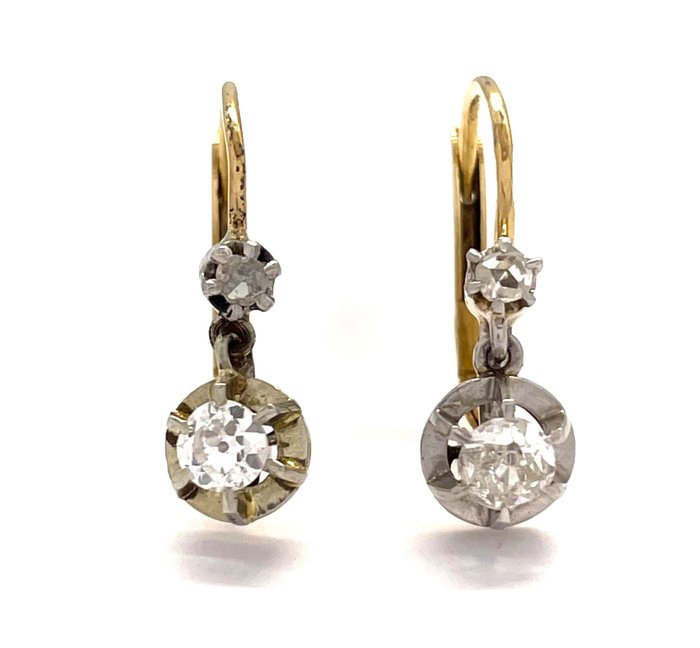 沒有保留價 - Dormeuse - 0.45 carat Diamants - 耳環 - 18 克拉 鉑金, 黃金 