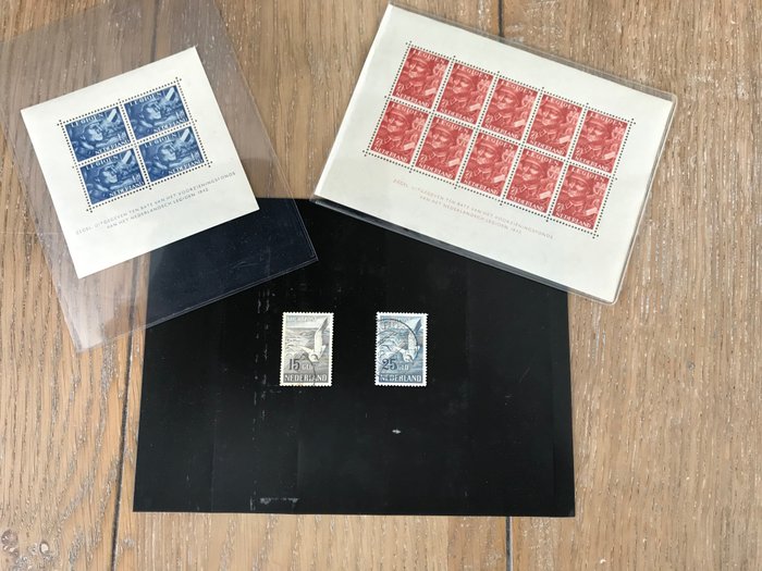 荷兰 1942/1951 - 带有航空邮票的军团块。