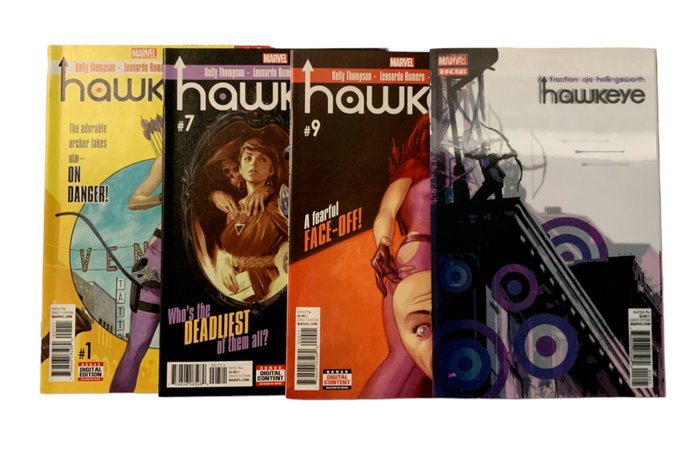 Hawkeye (2016 Series) # 1, 7, 9 & 13 KEY ISSUE Lot! No Reserve Price! - 1st Appearance Solo Kate Bishop & Eleanor Bishop! Lenticular Homage cover! - 4 Comic - Prima ediție - 2016