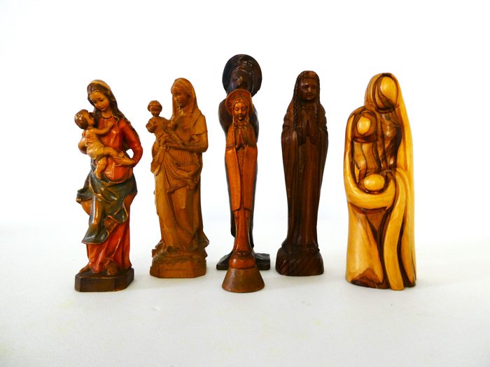 Handvervaardigd - Αγαλματίδιο - Religieuze beeldjes van Maria (6) - Ξύλο