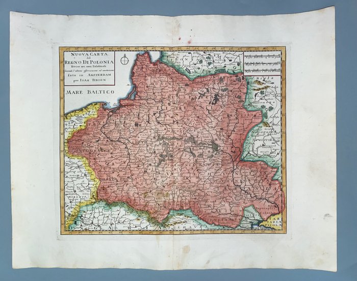 Europa, Mappa - Polonia; Isak Tirion - Nuova carta del regno di Polonia diviso nei suoi palatina secondo l’ultime osservazioni ed - 1721-1750