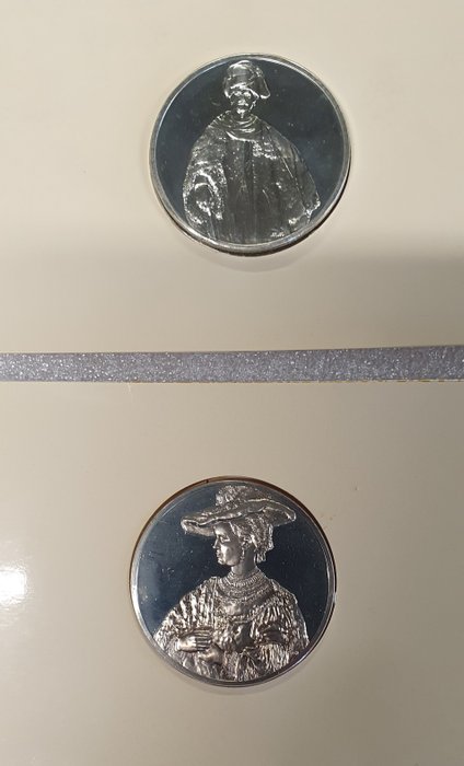 法国. 2 Silver Medals 1974 "Rembrandt" - 150 gr Ag (.950)  (没有保留价)