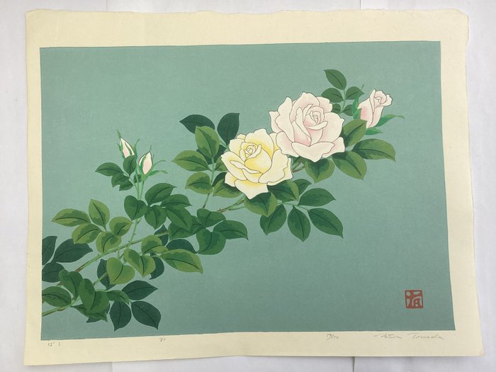 'Bara' ばら (wild roses) - Numbered, titled and signed in pencil by the artist 59/150 - 1985 - Tomoda Mitsuru (b. 1948) - Japonia