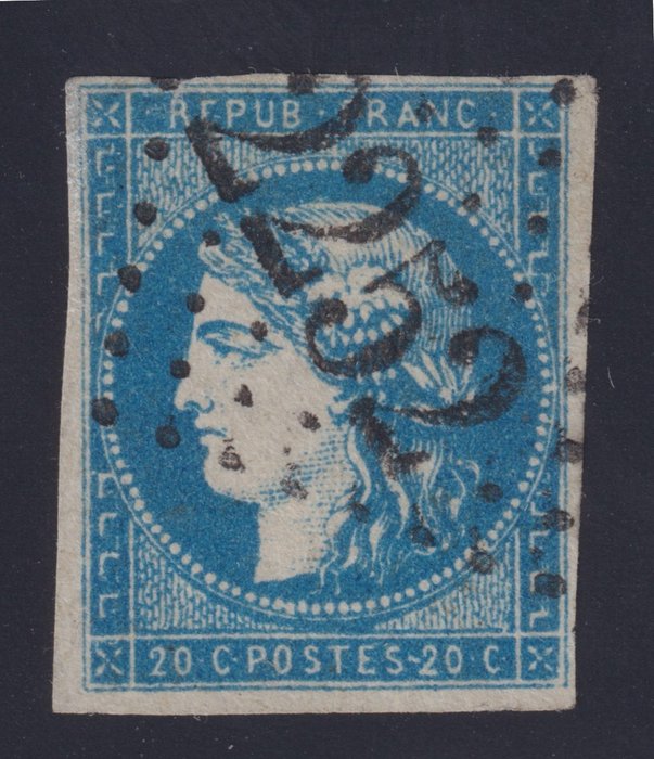 França 1870 - Nº 44B, Bezerros assinados cancelados com certificado, pequena rachadura na borda. Muito bonito na - Yvert