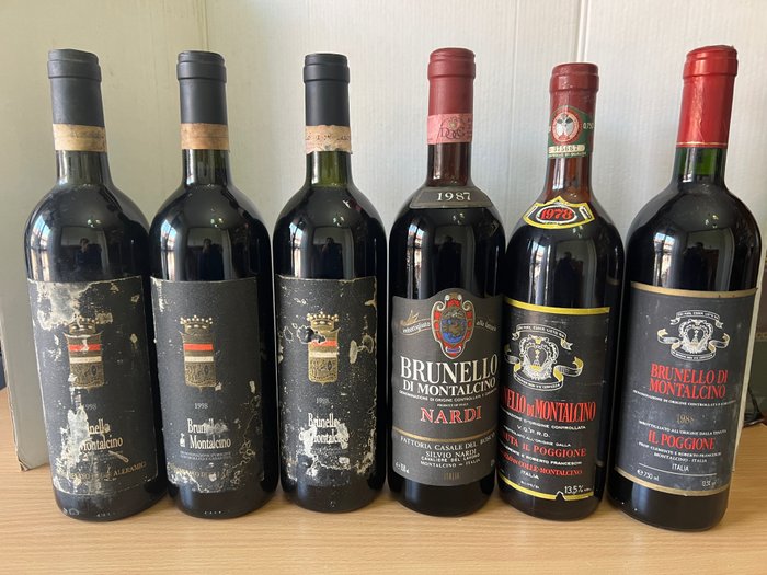 1998 x3 Aleramici, 1987 Nardi & Il Poggione 1978, 1988 - 蒙达奇诺·布鲁奈罗 - 6 Bottles (0.75L)