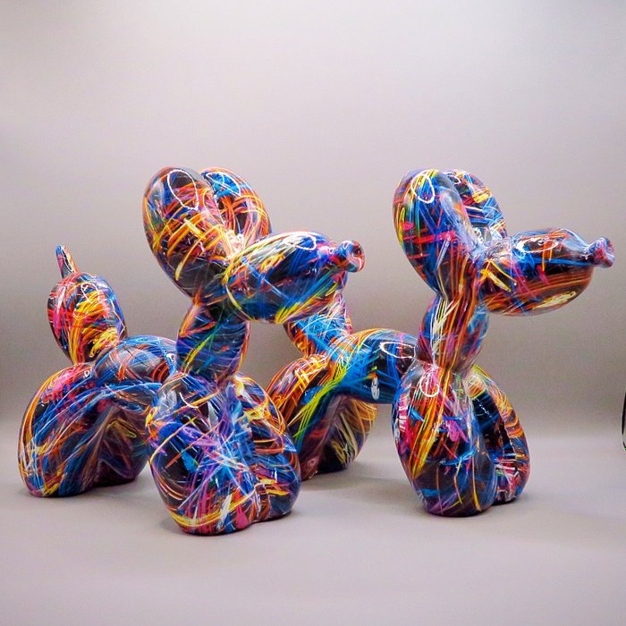 雕塑, Balloon Dog twins - 18 cm - 树脂 - 2024
