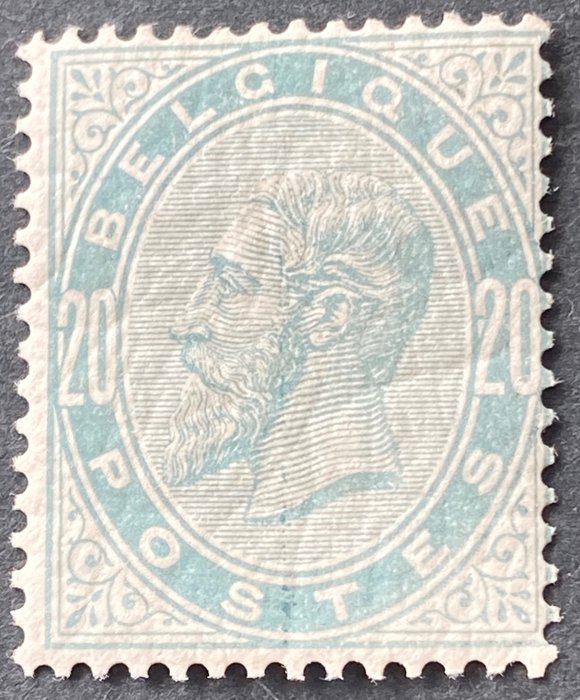 Belgia 1883 - King Leopold II 20c perlegrå - OBP 39