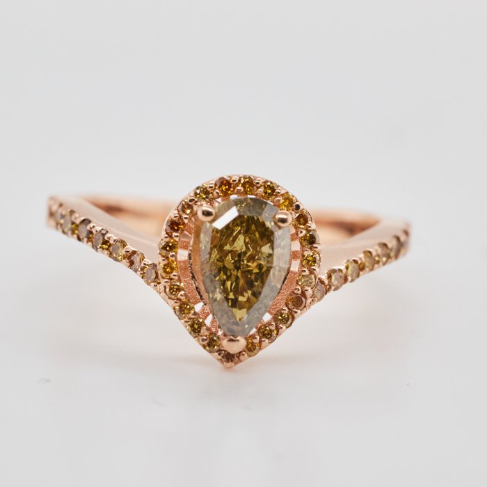 Ingen mindstepris - Ring Pink Guld Diamant  (Natur) 