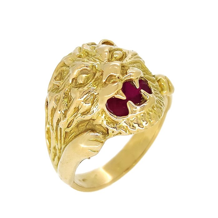 Δαχτυλίδι - 18 καράτια Κίτρινο χρυσό -  1.00 tw. Ρουμπίνι 