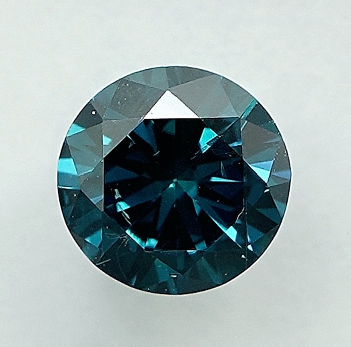 Diamant - 0.48 ct - Briliant - Fancy Deep Greenish Blue - SI1