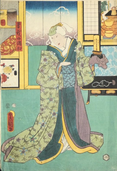 Kabuki actor Onoe Kikugoro IV as Soga no Mankō 曽我の満江 - 1856 - Utagawa Kunisada 歌川 国貞 (1786–1865) - Japani -  1856