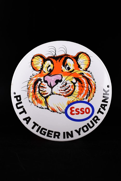 Sign - Esso - Esso tiger "put a tiger in your tank" enamel sign