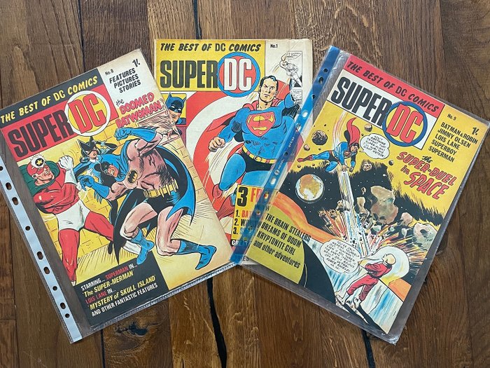 Super DC - Very Rare "The Best Of DC Comics" #1, 8, 9 - Black/White feat."The Doomed Batwoman" & "Super-Alien" - 3 Comic - Første utgave - 1969