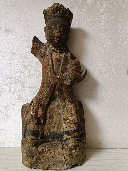 Buddhastaty i trä - 27 cm  (Utan reservationspris)