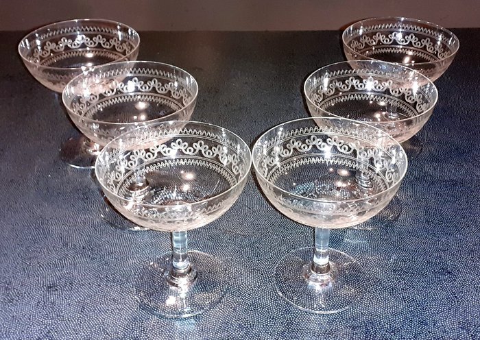 Baccarat, (?) - Champagneglas (6) - Champagneglas - Glas