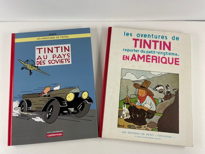 Tintin - Tintin en Amérique (Fac-similé N/B) + Au pays des Soviets (Version Colorisée) - 2x C - 2 Album - Ulike utgaver - 1983/2017