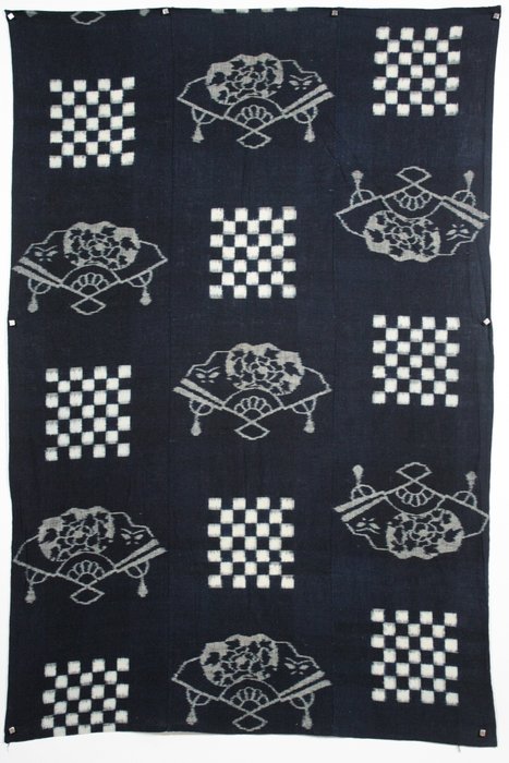 E-Kasuri 絵絣 ikat 日本纺织品靛蓝染色 藍染 - 棉 - Taishō period (1912-1926)
