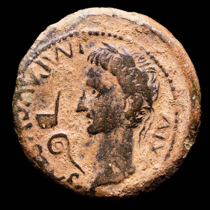 羅馬帝國 （省）. 奧古斯都 (27 BC-AD 14). As minted in Caesaraugusta (Colonia Caesar Avgusta, actual Zaragoza) mint. 2-3 BC.