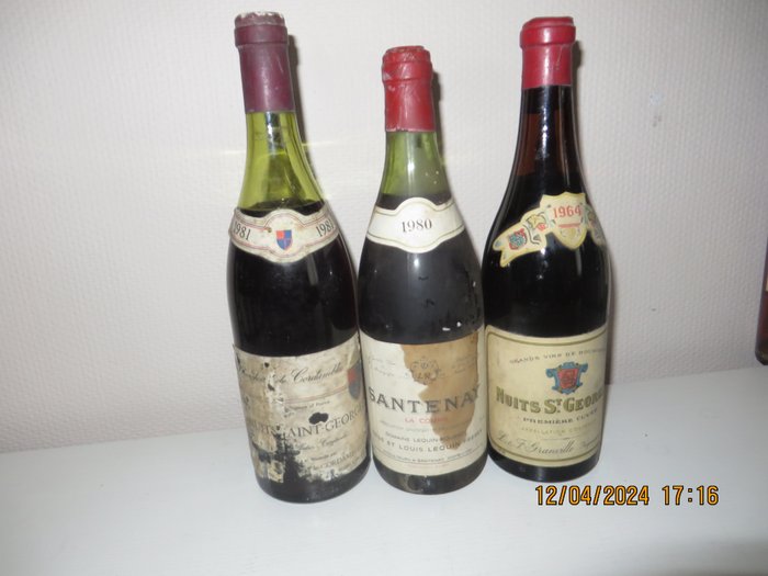 1980 Santenay 1964 & 1981 Nuits saint georges - Borgoña - 3 Botellas (0,75 L)