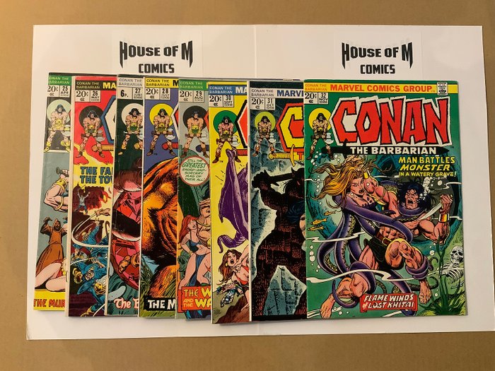 Conan the Barbarian (1970 Marvel Series) # 25, 26, 27, 28, 29, 30, 31 & 32 Bronze Age Gems! Consecutive Run! - Barry Windsor-Smith art! - 8 Comic collection - Første udgave - 1973