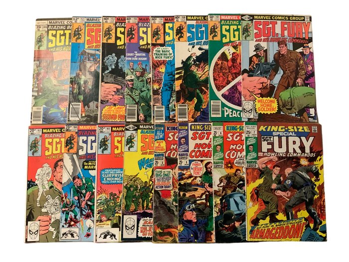 Sgt Fury and his Howling Commandos (1963 Series) # 146, 152, 153, 156, 158, 159, 161, 162, 163, 164, 165 & 166 - + Annuals # 3, 5, 6 & 7 Silver/Bronze Age Gems! - 16 Comic - Primera edición - 1967/1981