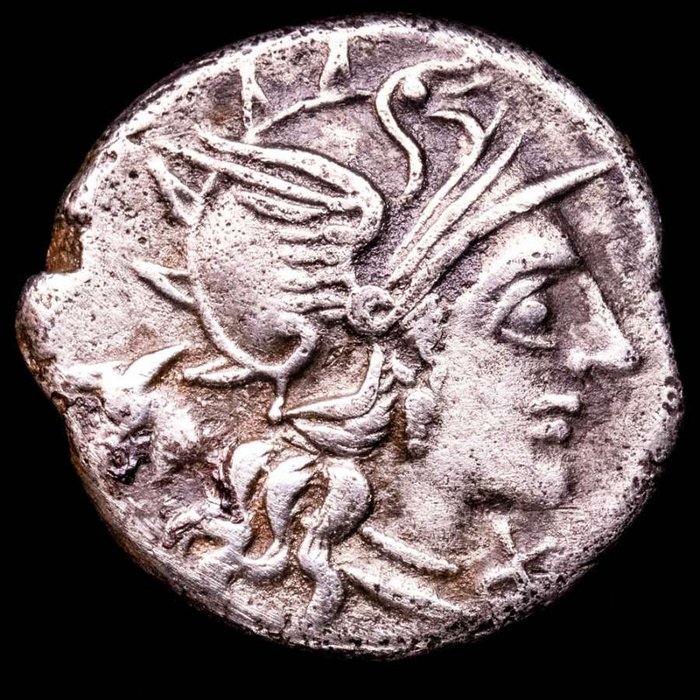 Roman Republic. D. Junius Silanus. Denarius Rome mint, 145 BC. The Dioscuri galloping r.; below, M·IVNI. In exergue, ROMA.  (No Reserve Price)