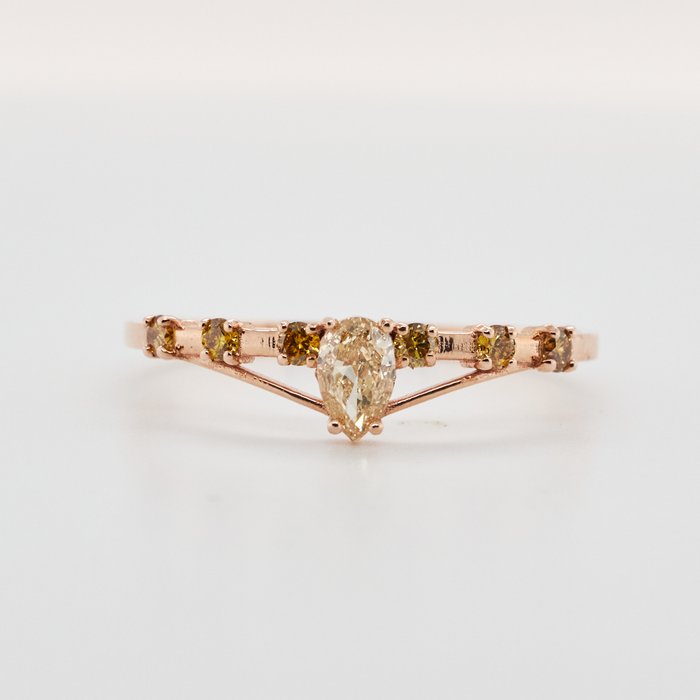 Ingen reservasjonspris - Ring Rosa gull Diamant  (Naturlig) 