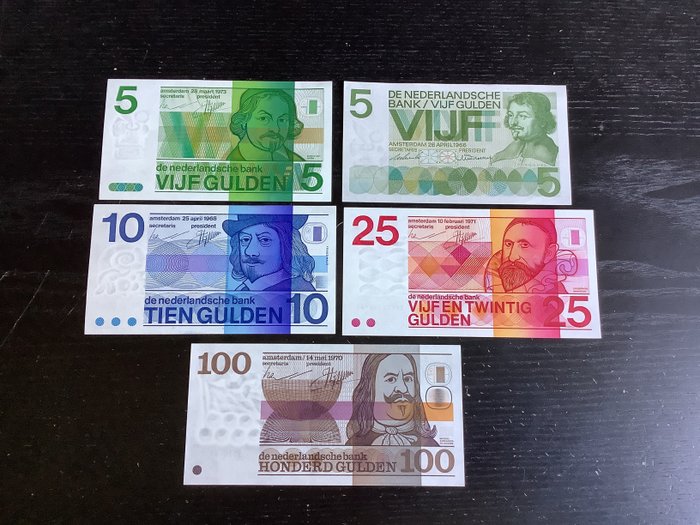 Holland. - 5 banknotes - various dates  (Ingen mindstepris)