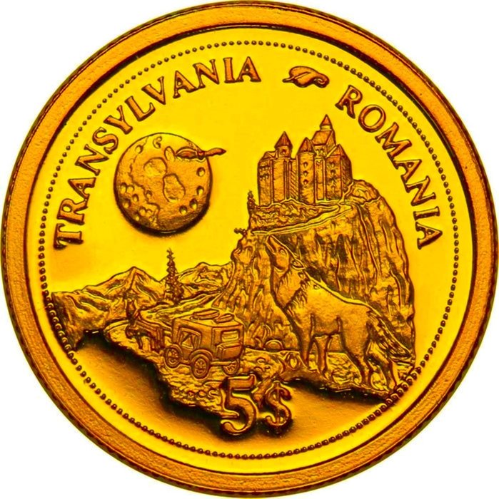 Fiji. 5 Dollars 2006 "Transylvania, Romania -Bran Castle - Dracula", 1/25 Oz Proof  (Fără preț de rezervă)