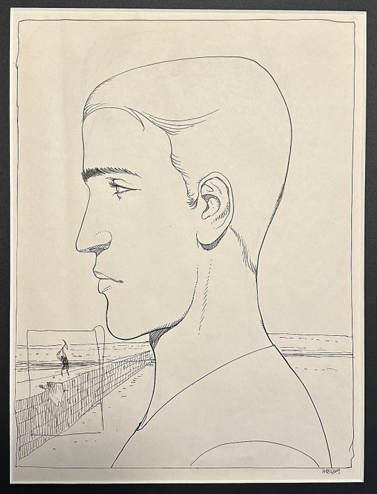 Moebius - 1 Original drawing - Profile / The Wall - (1980's)