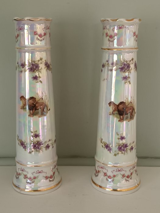 Petre Baudour - 花瓶 -  一對 19 世紀花瓶  - 瓷器