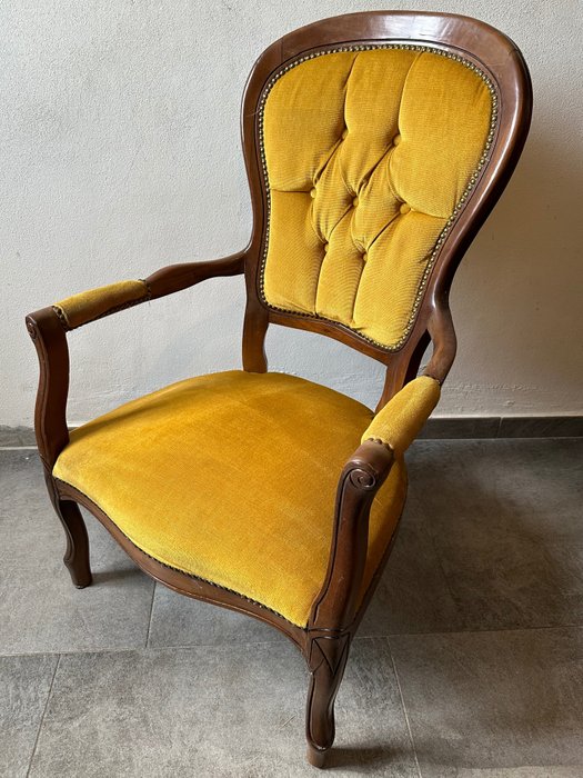 armchair - Sessel - Voltaire - Samt, Weichholz